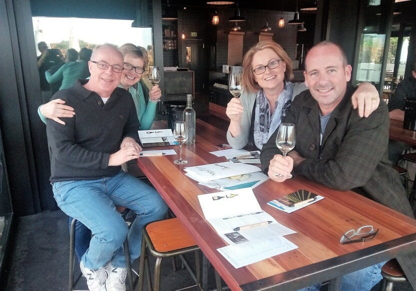 Mark, Helen, Sarah and Hamish enjoying tasting at St Clair Cellar Door